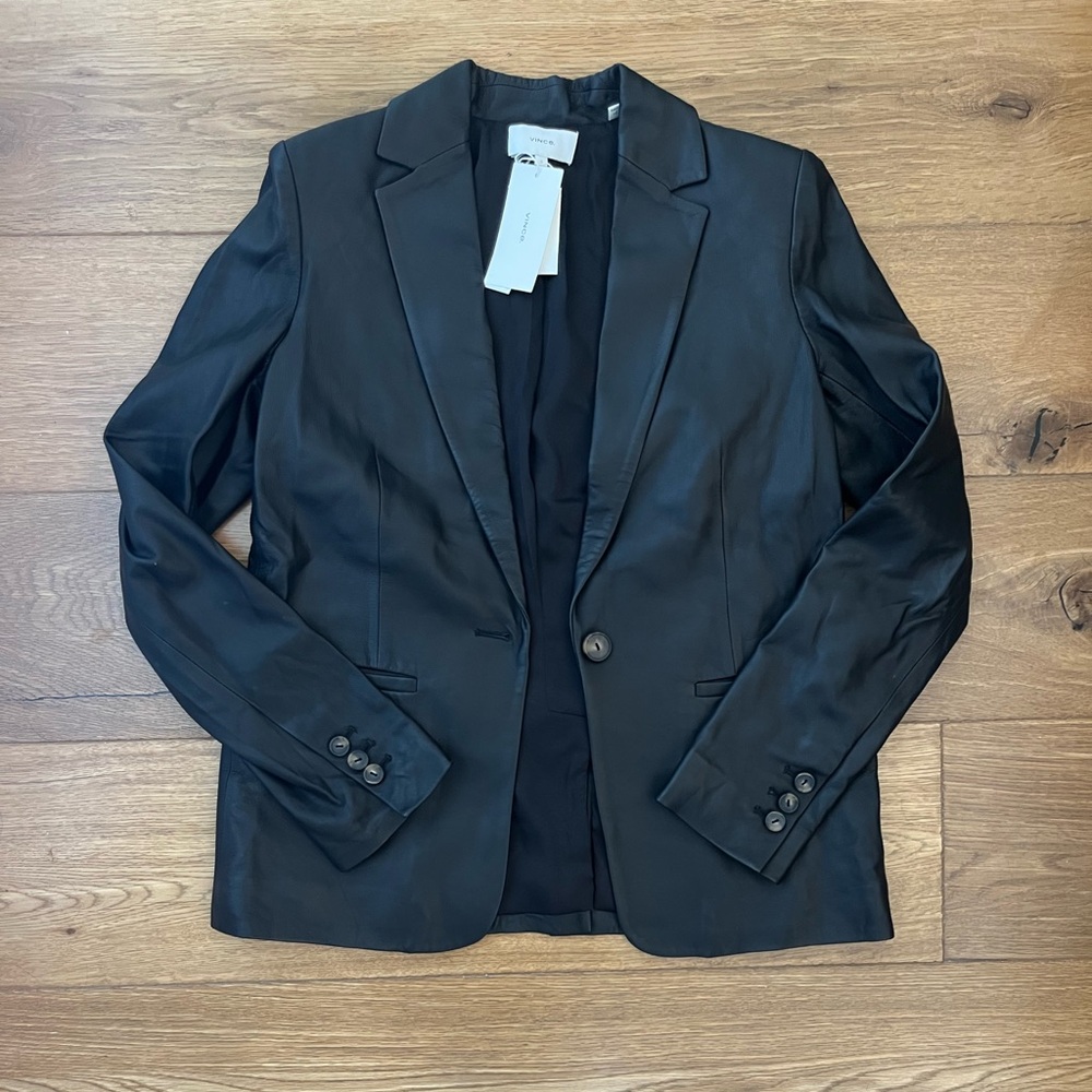 NWT Vince Black Leather Blazer